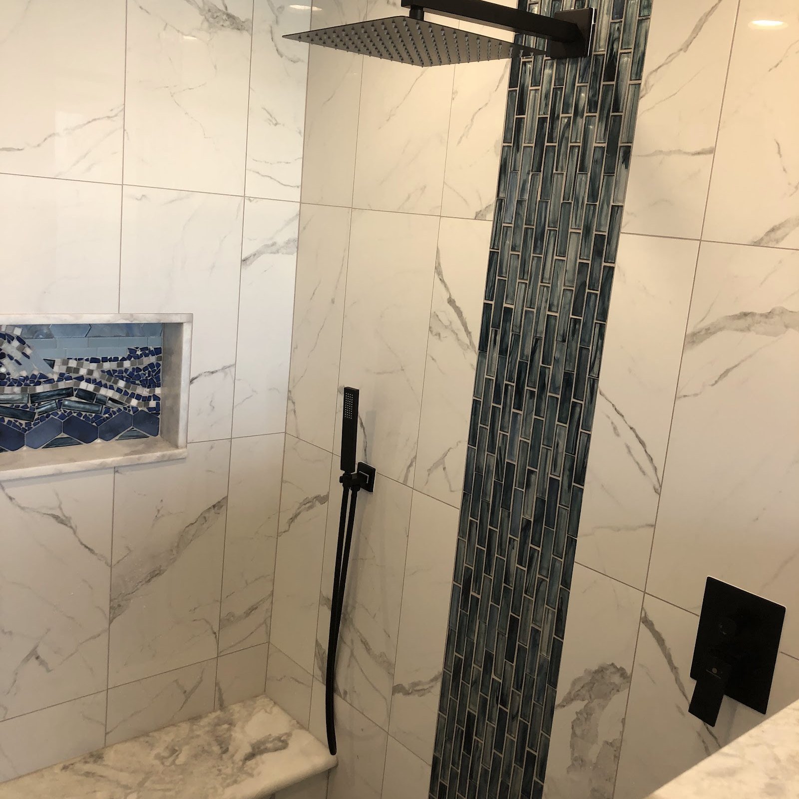 A new bathtub and fixtures after installation